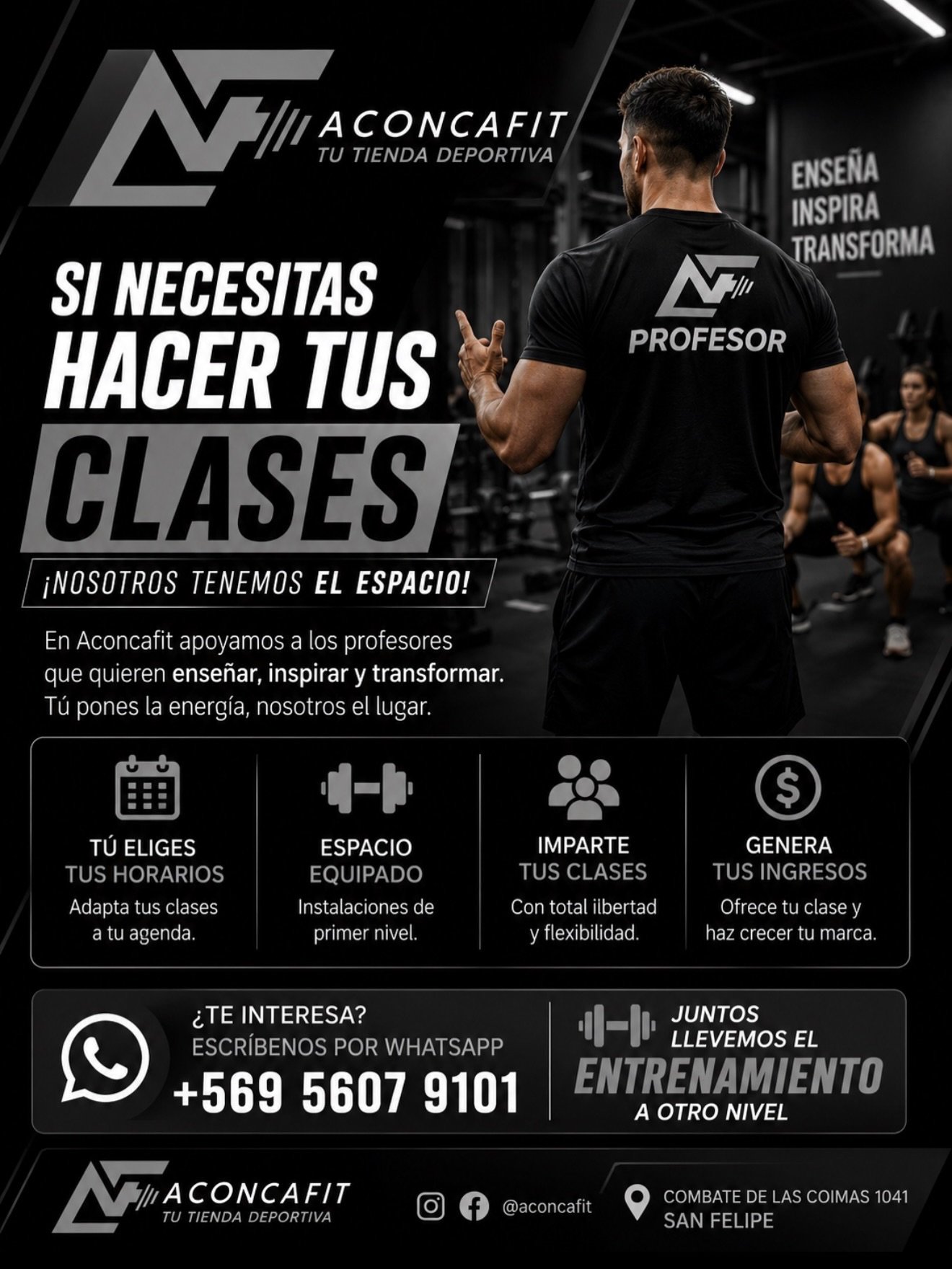 Arrienda el espacio para profesores en AconcaFit